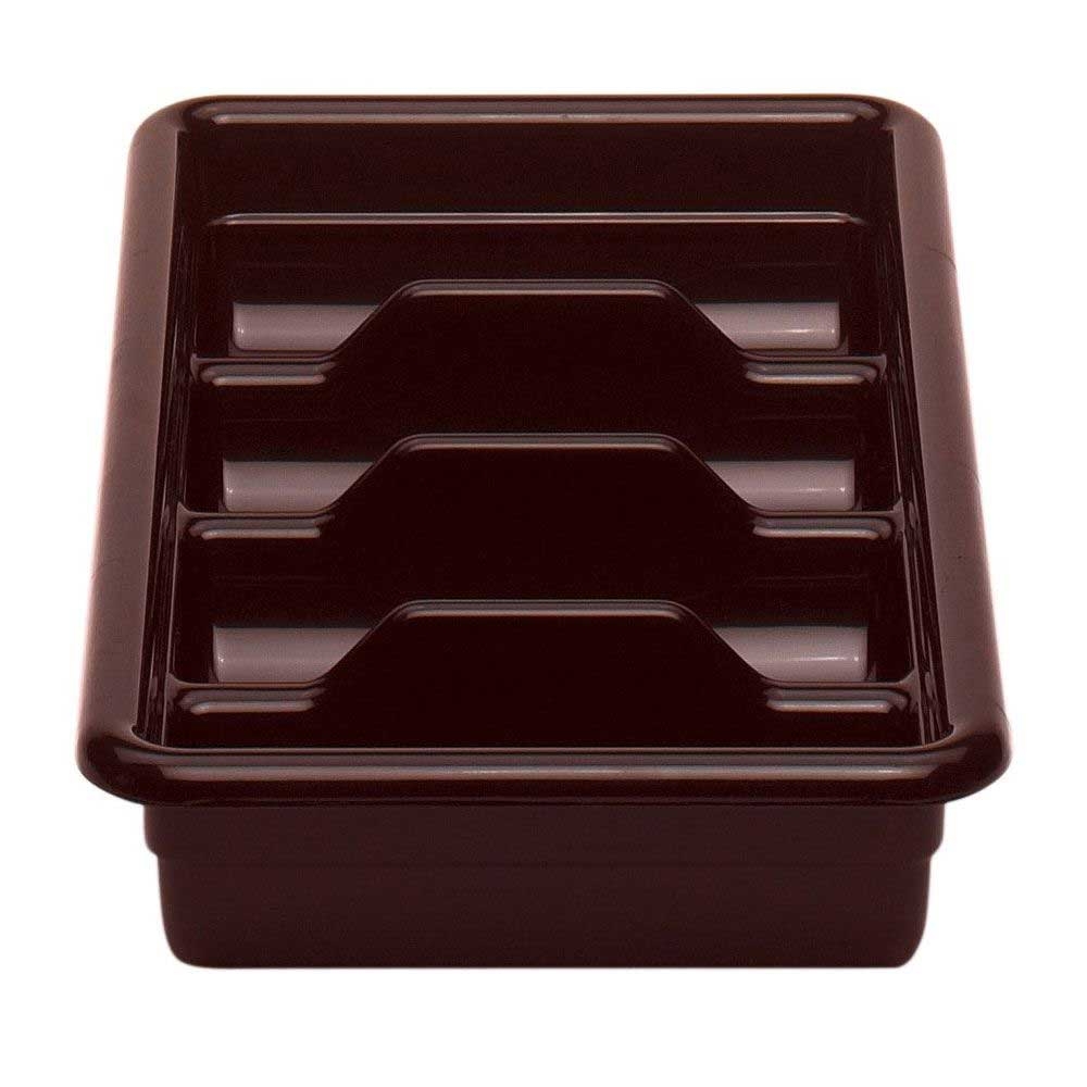 Cambro Regal Collection 4 Compartment Dark Brown Cutlery Bus Cambox, 11 3/8 x 20 7/16 x 3 3/4 inch -- 12 per case