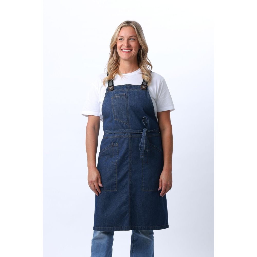 Chef Works Medium Blue Berkeley Snap Bib Apron for Unisex