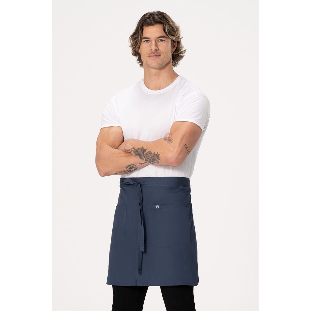 Chef Works Blue Brio Half Bistro Apron for Unisex, 19.1 inch Long x 34.3 inch Wide