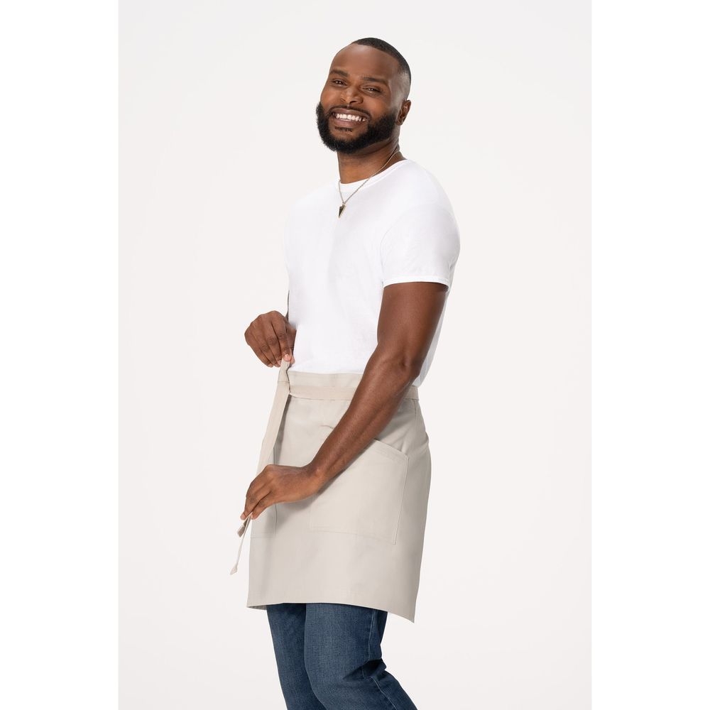 Chef Works Ecru Lockharte Half Bistro Canvas Apron for Unisex, 19 inch Long x 31.5 inch Wide