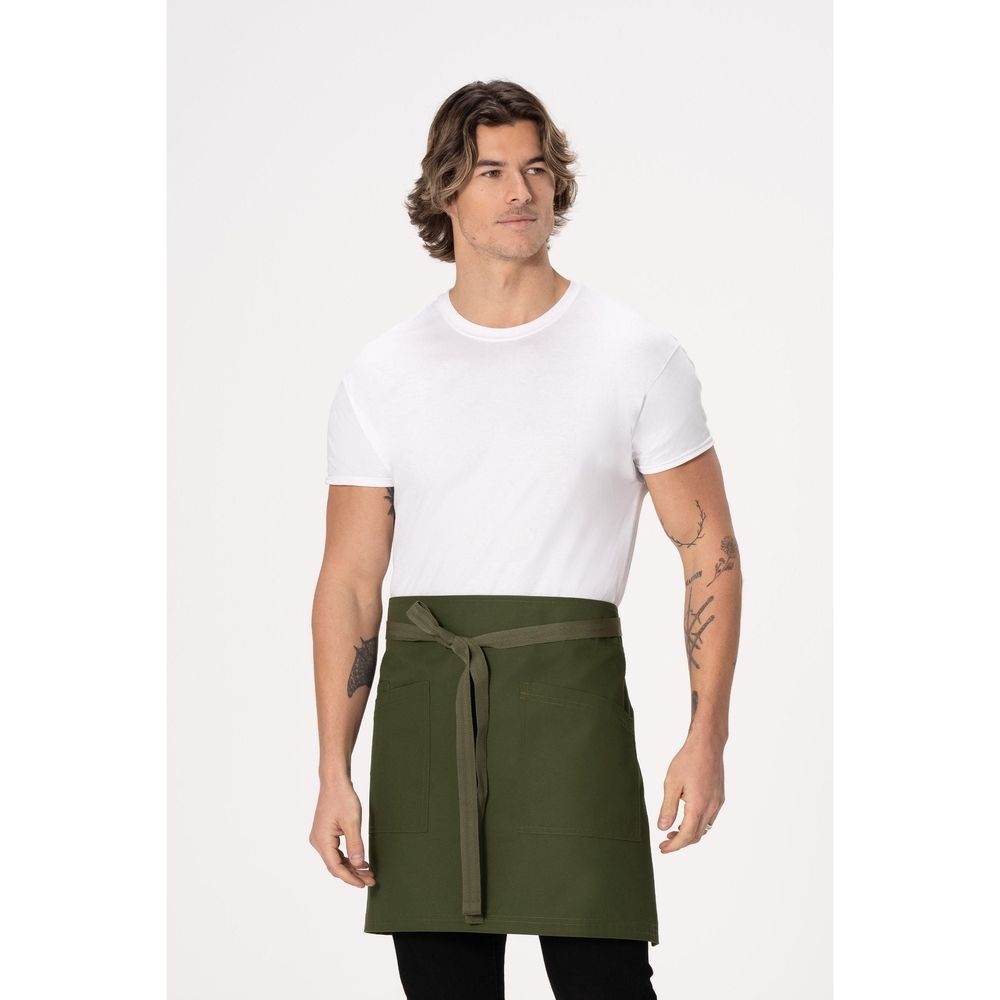 Chef Works Military Green Lockharte Half Bistro Canvas Apron for Unisex, 19 inch Long x 31.5 inch Wide