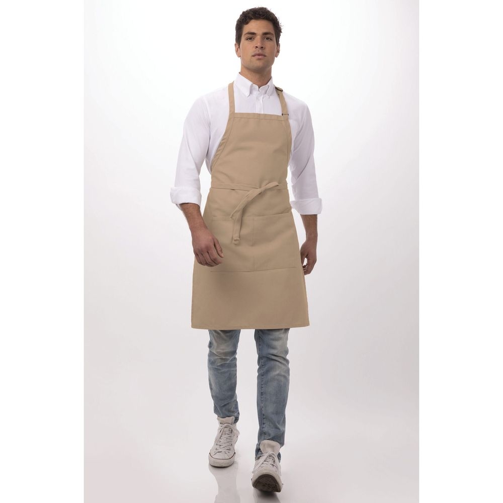 Chef Works Khaki Butcher Apron, 34 inch Long x 24 inch Wide