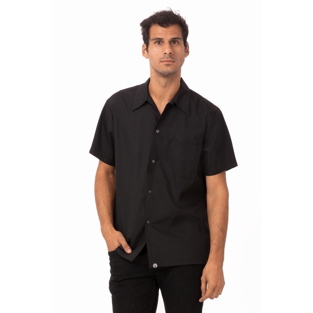 Chef Works Black Large Classic Fit Utility Cook Shirt for Unisex