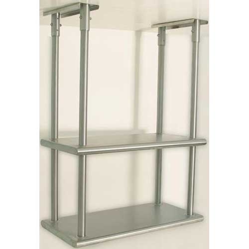 Stainless Steel Shelving - Double Deck With Adjustable Chrome Post, 12 x 120 inch.