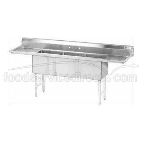 Stainless Steel Fabricated Economy Sink with 3 Compartment, Left & Right Drain Board.Overall Length 90 inch.