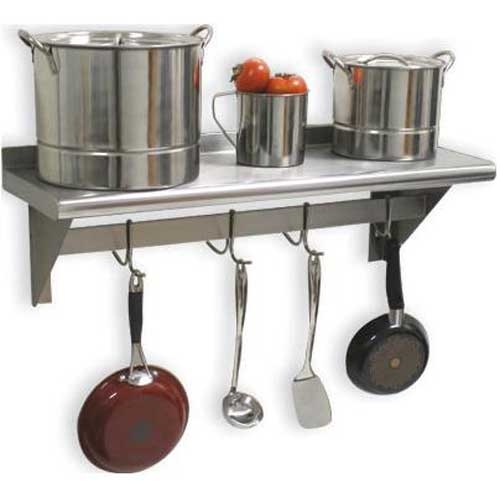 Stainless Steel Pot Rack With Shelf, 18 x 60 inch.
