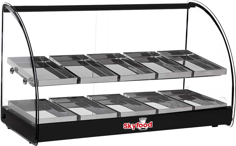 Skyfood 120 Volt Food Warmer Display Case with Two Shelves, 30 1/3 inch inch x 14 3/8 inch x 17 1/2 inch
