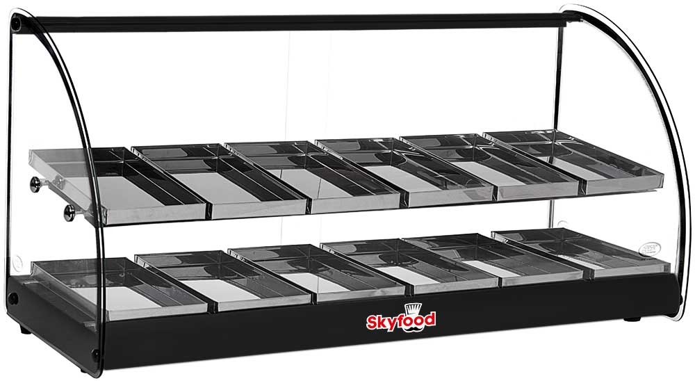 Skyfood 120 Volt Food Warmer Display Case with Two Shelves, 36 1/4 inch x 14 3/8 inch x 17 1/2 inch