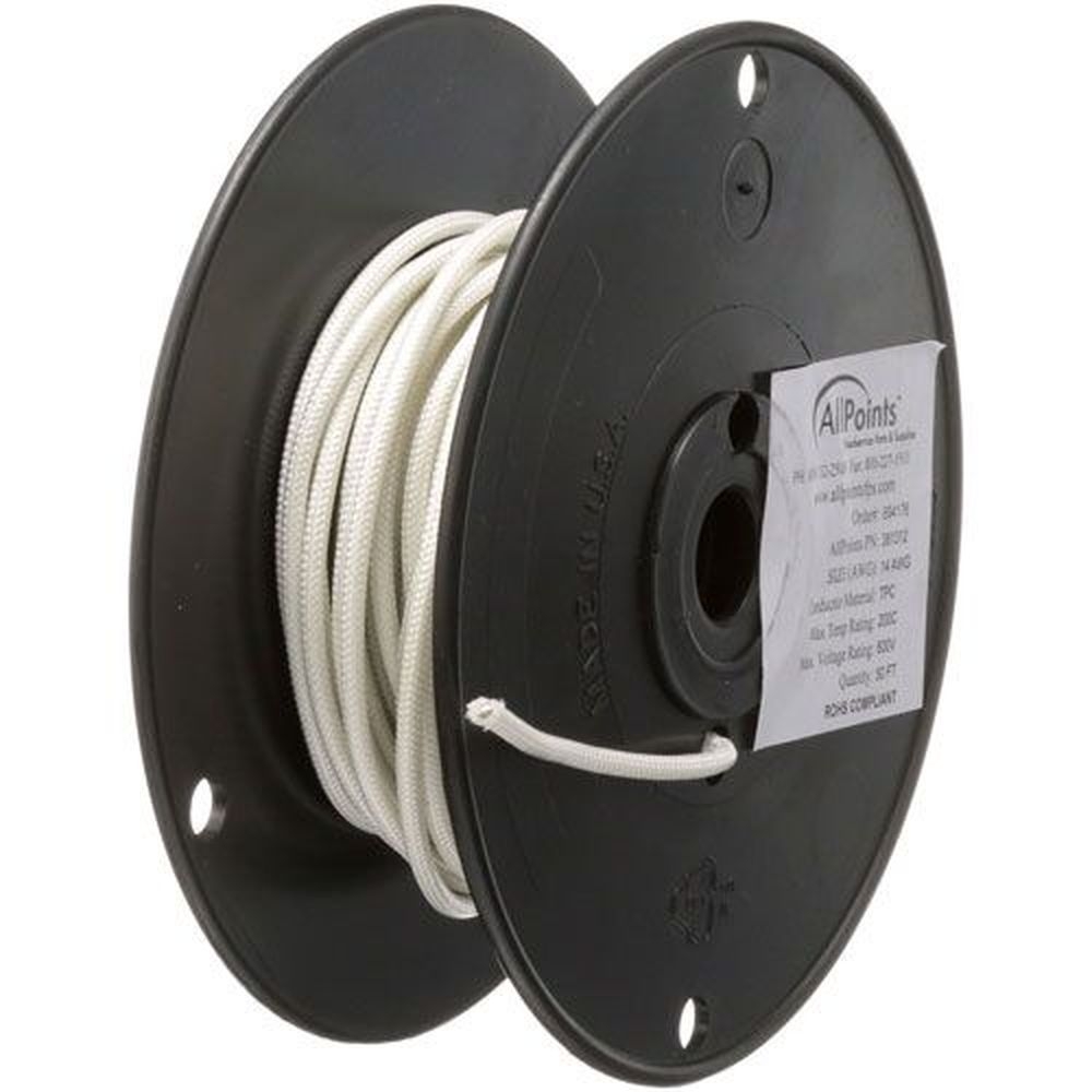 AllPoints ALL381312 14 Gauge White High Temperature Wire, 50 Feet Roll