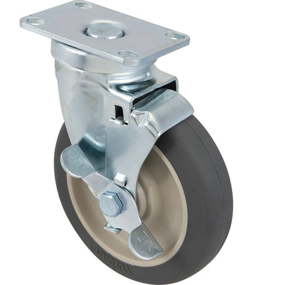 Cambro CAM60007 5 inch Gray Swivel Plate Caster with Brake