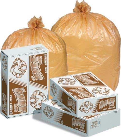 Pitt Plastics 0.35 Mil Tan Low Density Buff Bag Regular Can Liner, 24 x 32 inch -- 500 per case