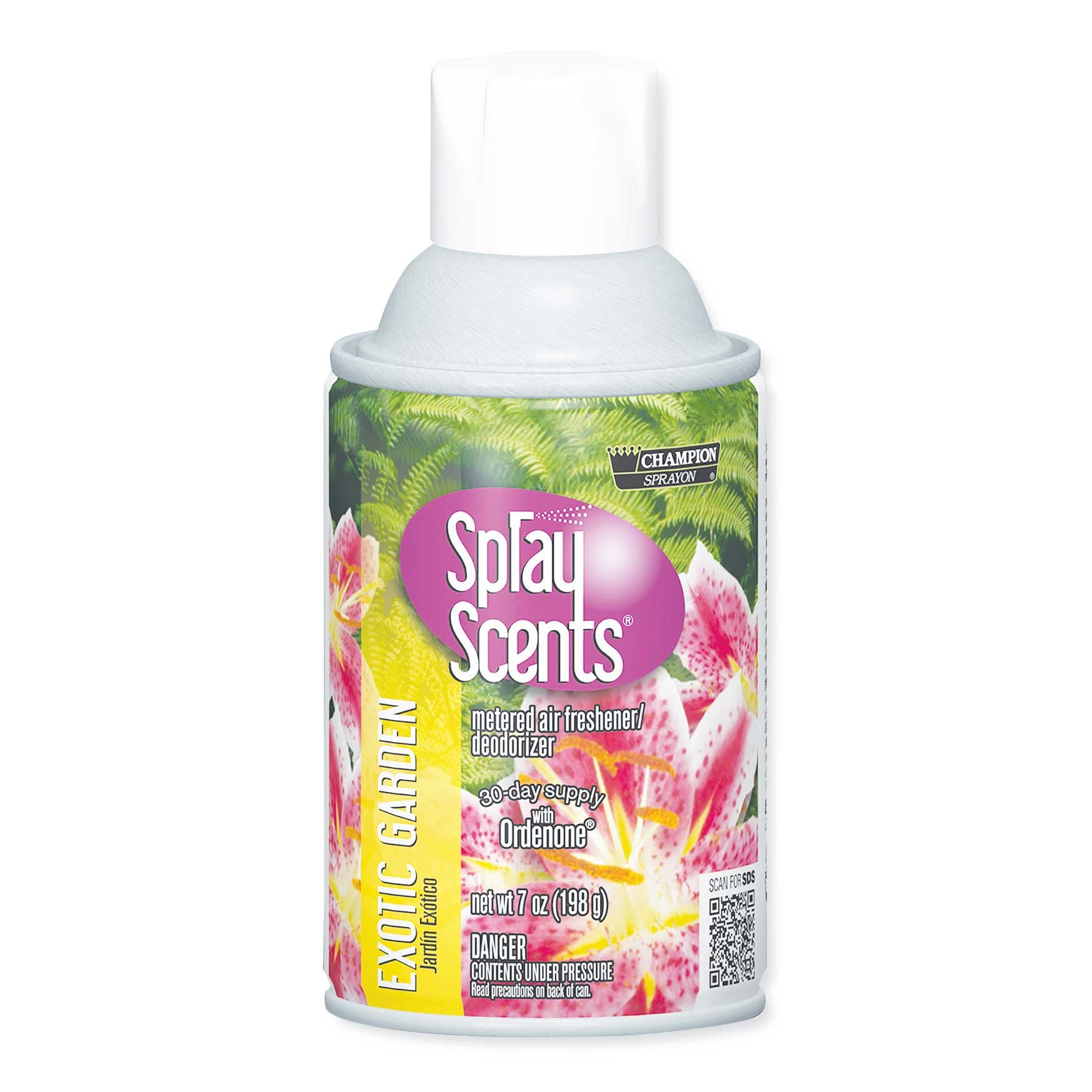 Champion Sprayon Spray Scents Exotic Garden Scent Metered Air Freshener Refill, 7 Ounce Aerosol -- 12 per case