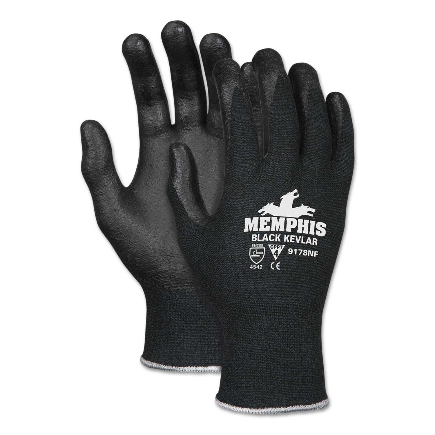 MCR Safety 9178NF Large Black Kevlar Nitrile Foam Gloves, 10 inch Length -- 1 pair