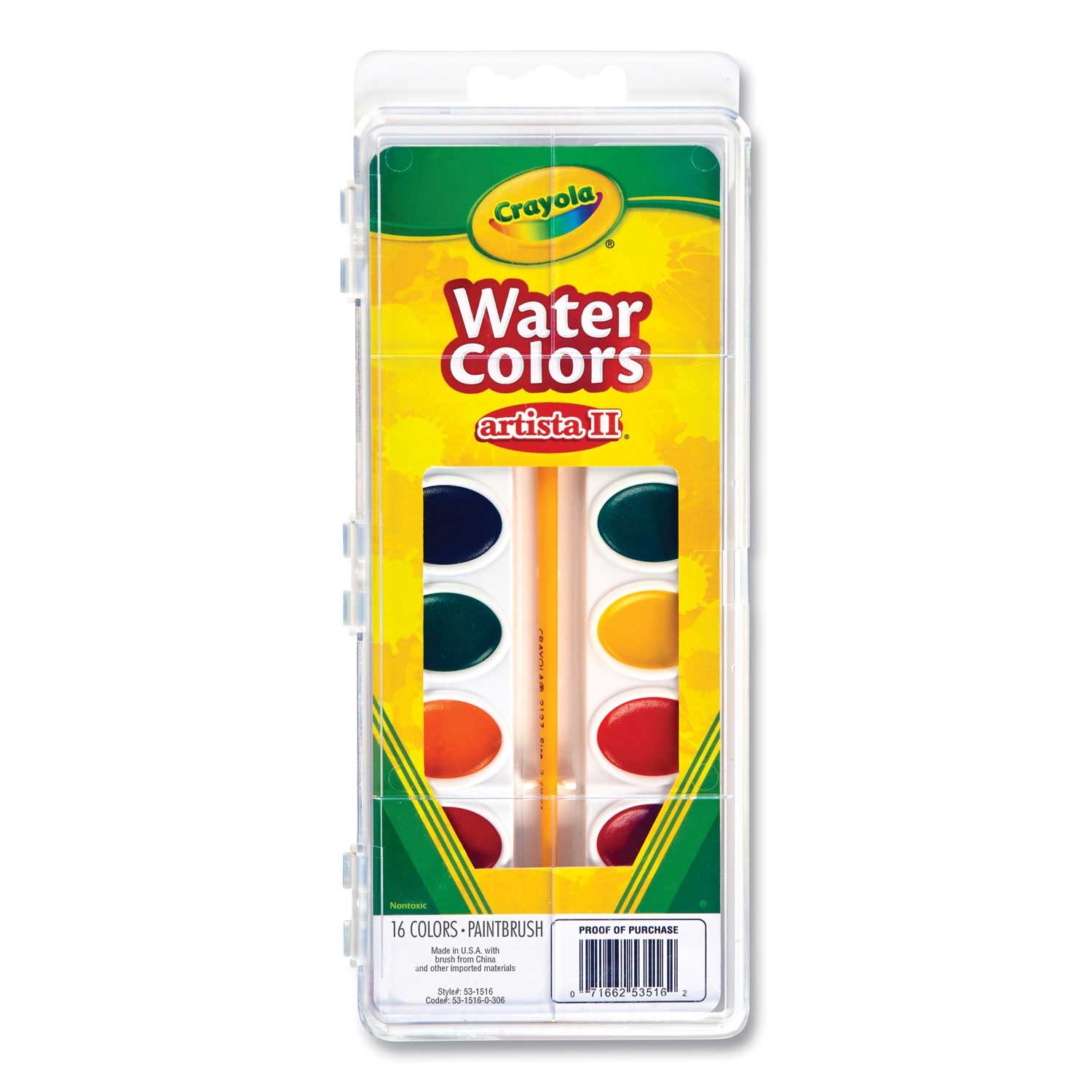 Crayola Artista II 16 Assorted Colors Washable Watercolor Set -- 1 set
