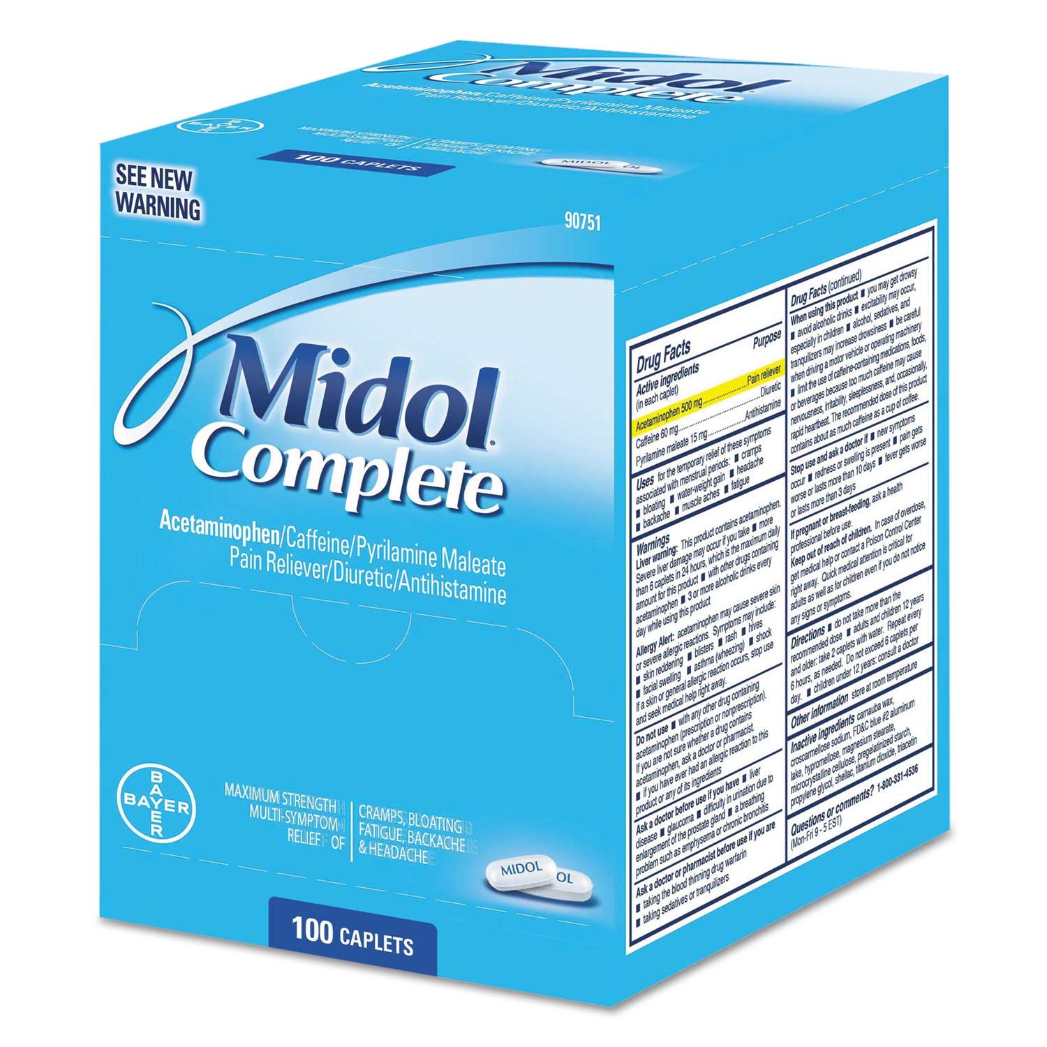 Midol Complete Menstrual Caplets - 2 per pack -- 50 packs per box