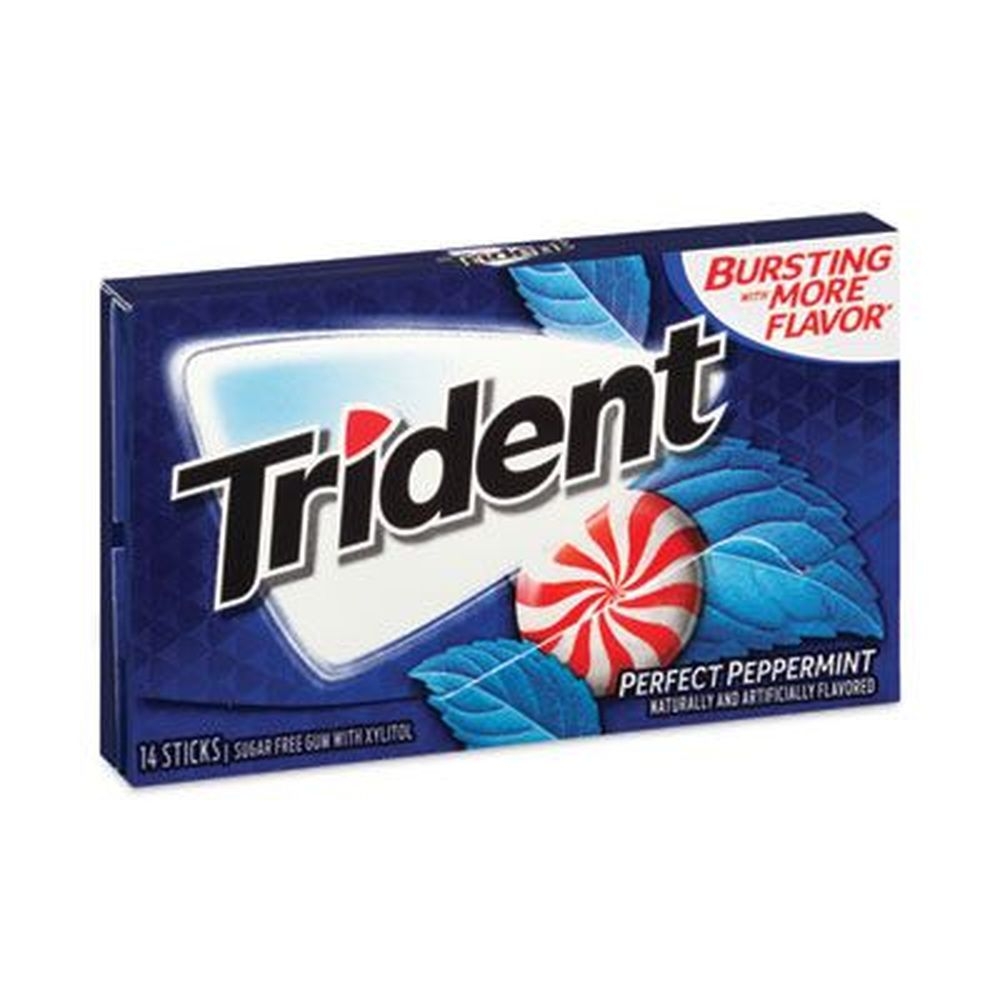 Trident Perfect Peppermint Sugar Free Gum, 14 pieces per pack -- 9 packs per box