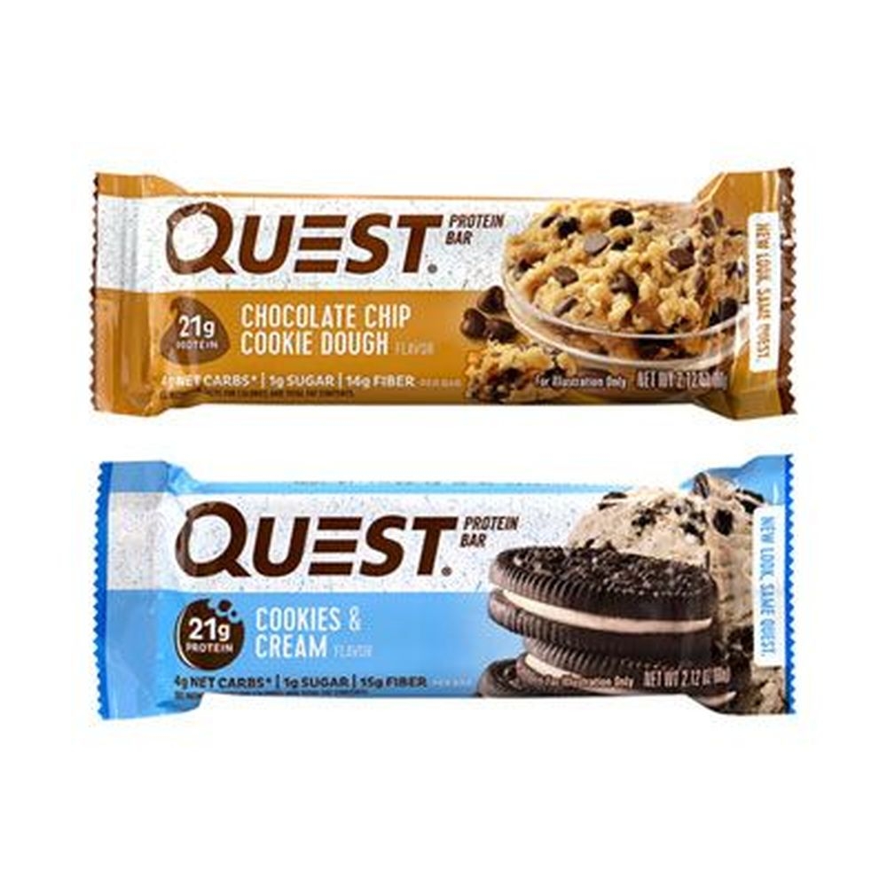Quest Chocolate Chip Cookie Dough Cookies and Cream Protein Bar - Value Pack, 2.12 Ounce -- 14 per case