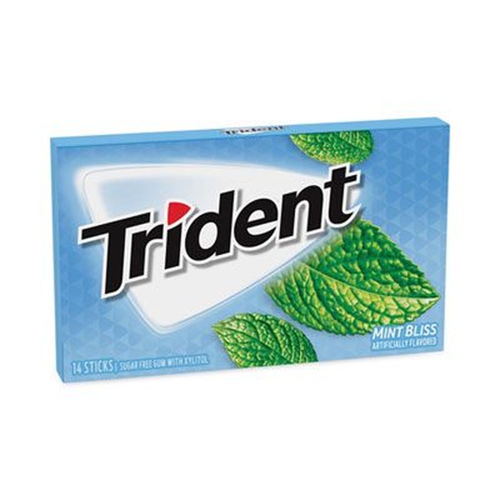 Trident Mint Bliss Sugar Free Gum, 14 sticks per pack -- 12 packs per box