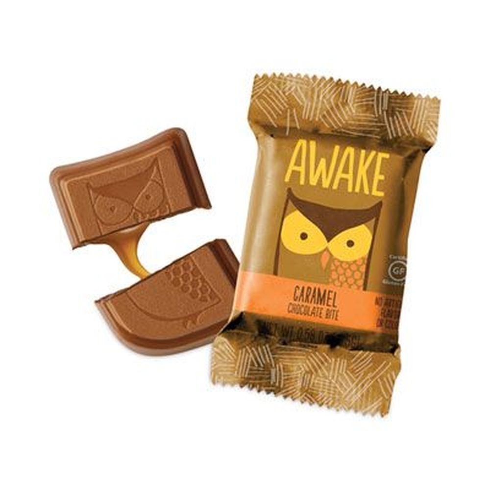 Awake Caffeinated Caramel Chocolate Bites, 0.58 Ounce Bars -- 50 bars per box