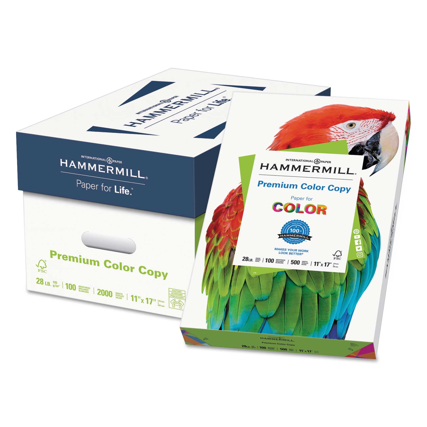 Hammermill Photo White Premium Color Copy Print Paper, 11 x 17 inch - 500 per reem -- 1 reem per case