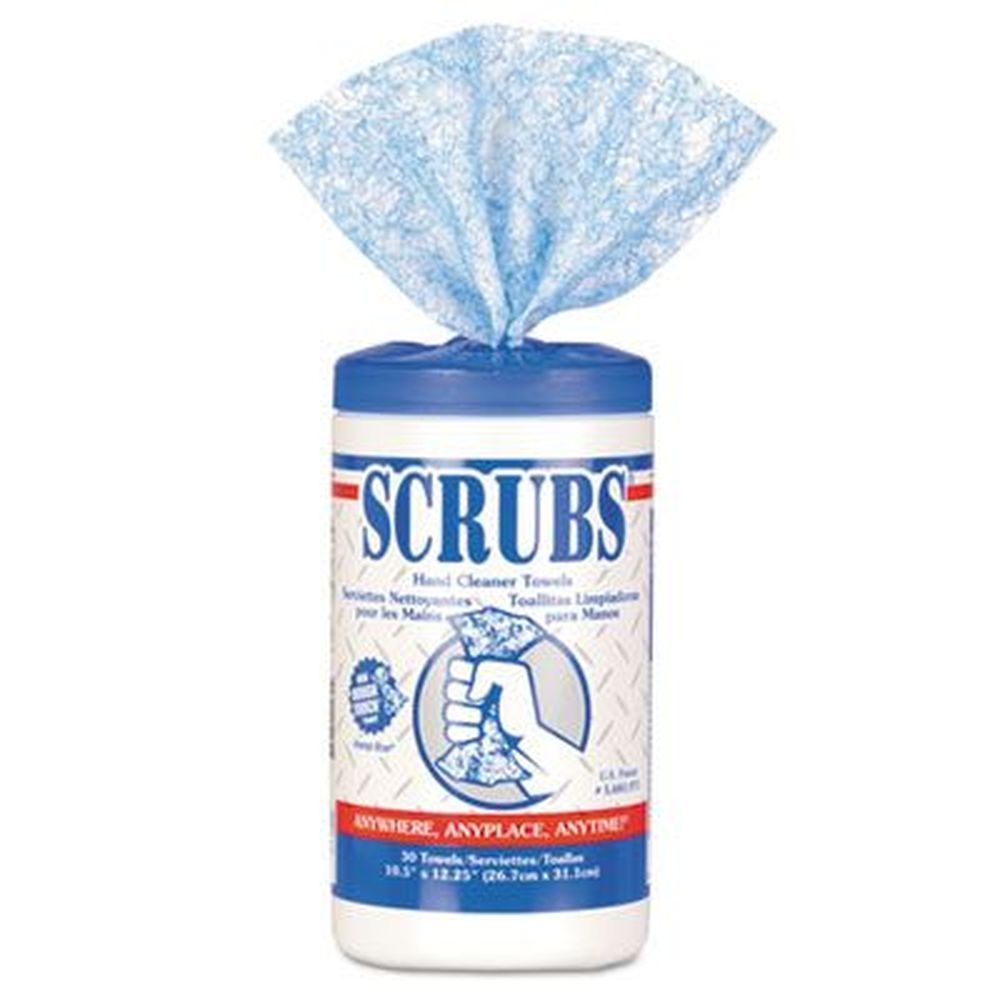 SCRUBS Citrus Blue/White Hand Cleaner Towels, 10 x 12 inch -- 30 per case