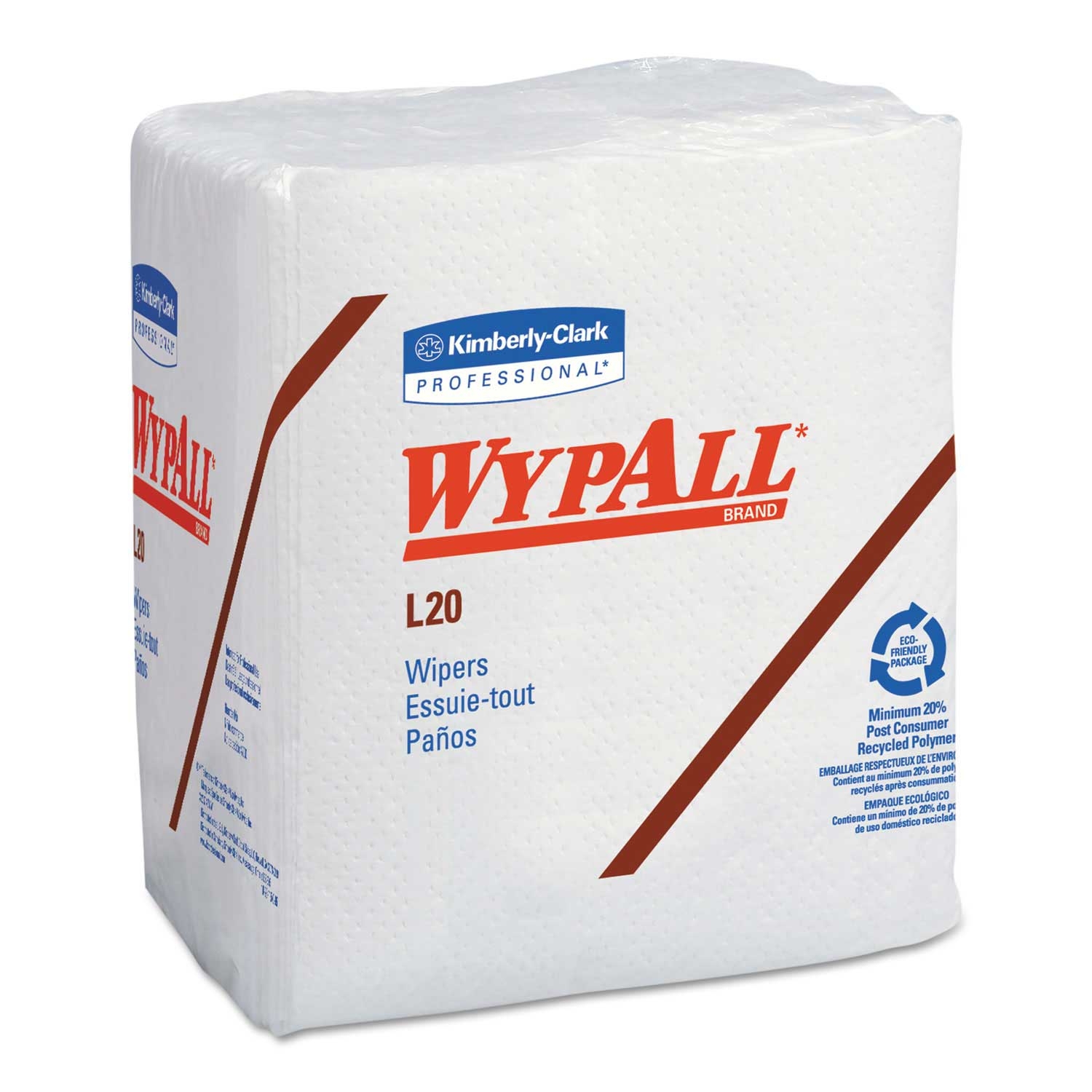 WypAll White 1/4 Fold 4-Ply L20 Towels,, 12 1/5 x 13 inch - 68 per pack -- 12 packs per case