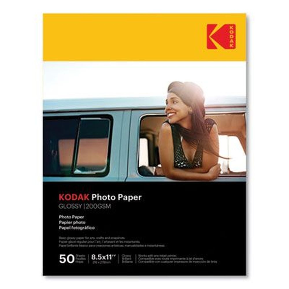 Kodak Glossy White 8 Mil Photo Paper, 8.5 x 11 inch -- 50 per pack