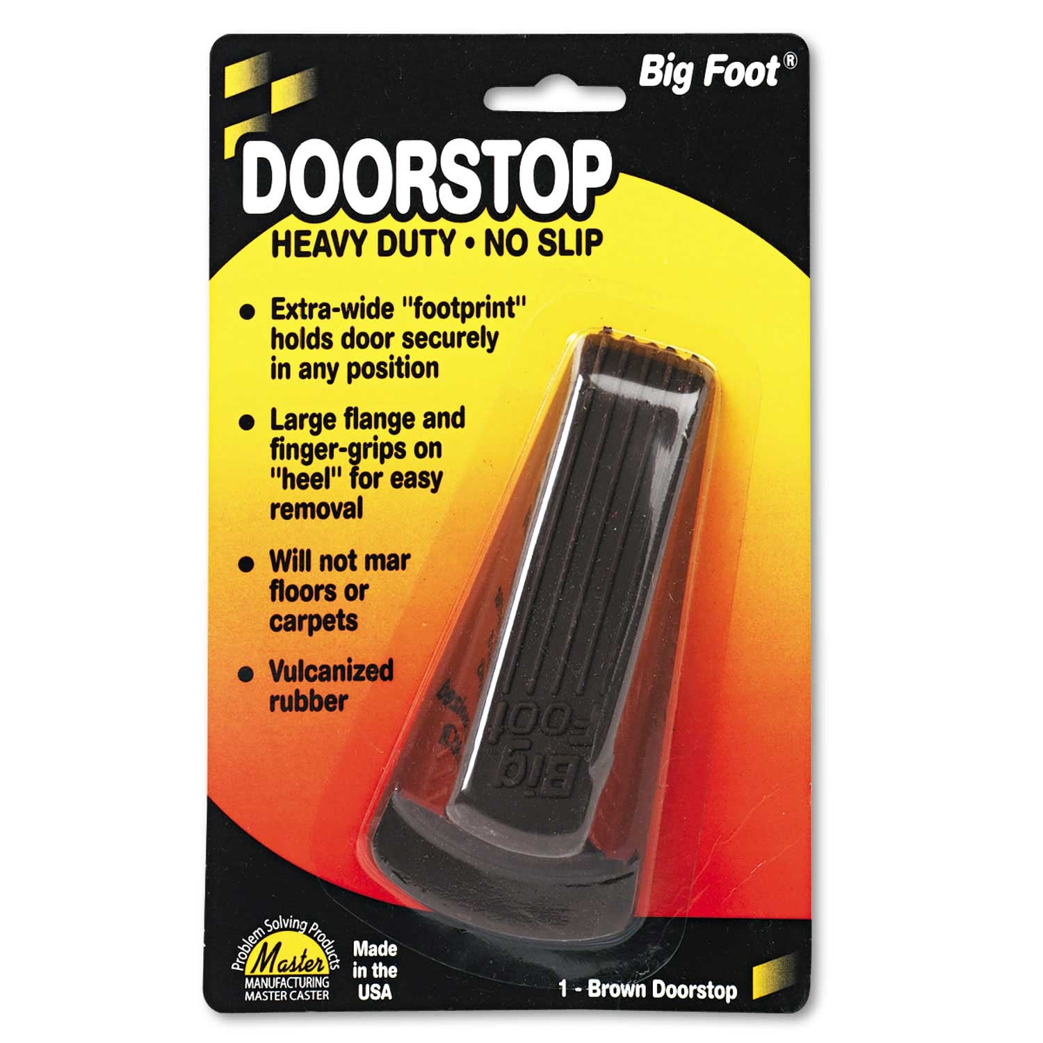 Master Caster Big Foot Brown No Slip Rubber Wedge Doorstop, 2.25 x 4.75 x 1.25 inch