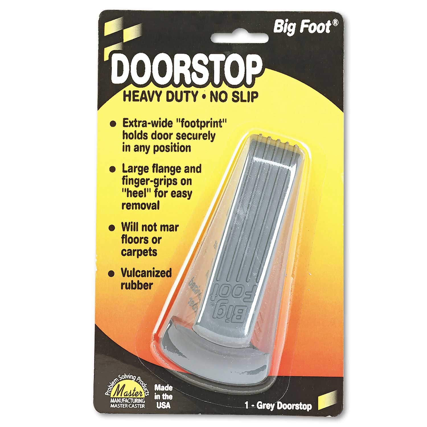 Master Caster Big Foot Gray No Slip Rubber Wedge Doorstop, 2.25 x 4.75 x 1.25 inch