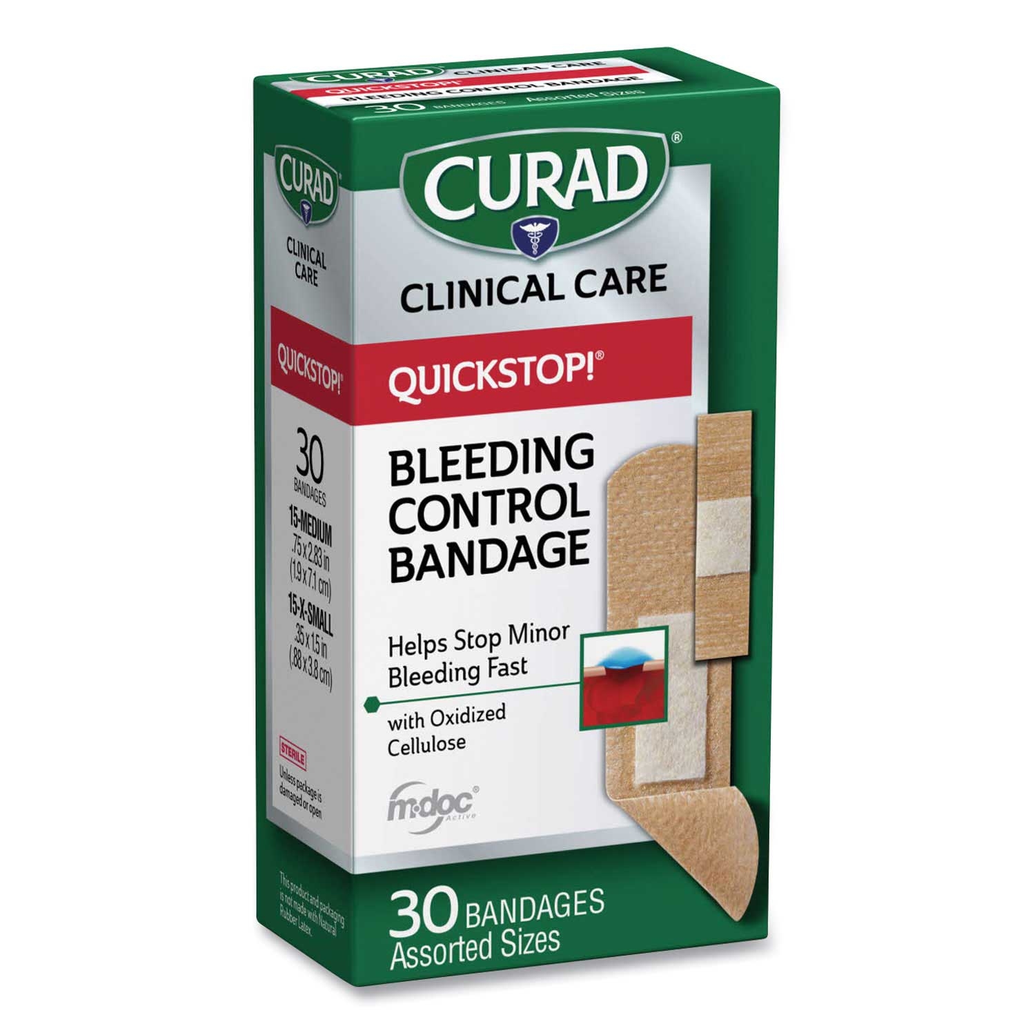 Curad Quickstop Assorted Flex Fabric Bandage - 30 per box -- 1 box per case