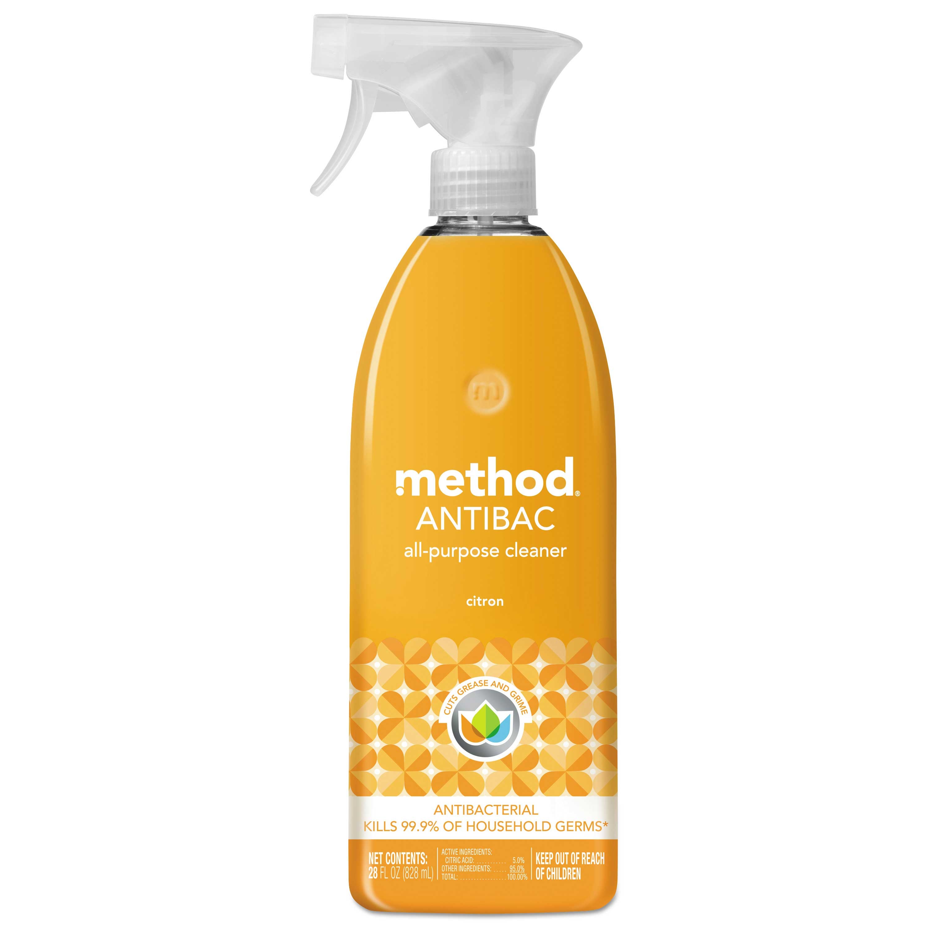 Method Citron Scent Antibac All-Purpose Cleaner, 28 Ounce Plastic Bottle -- 8 per case