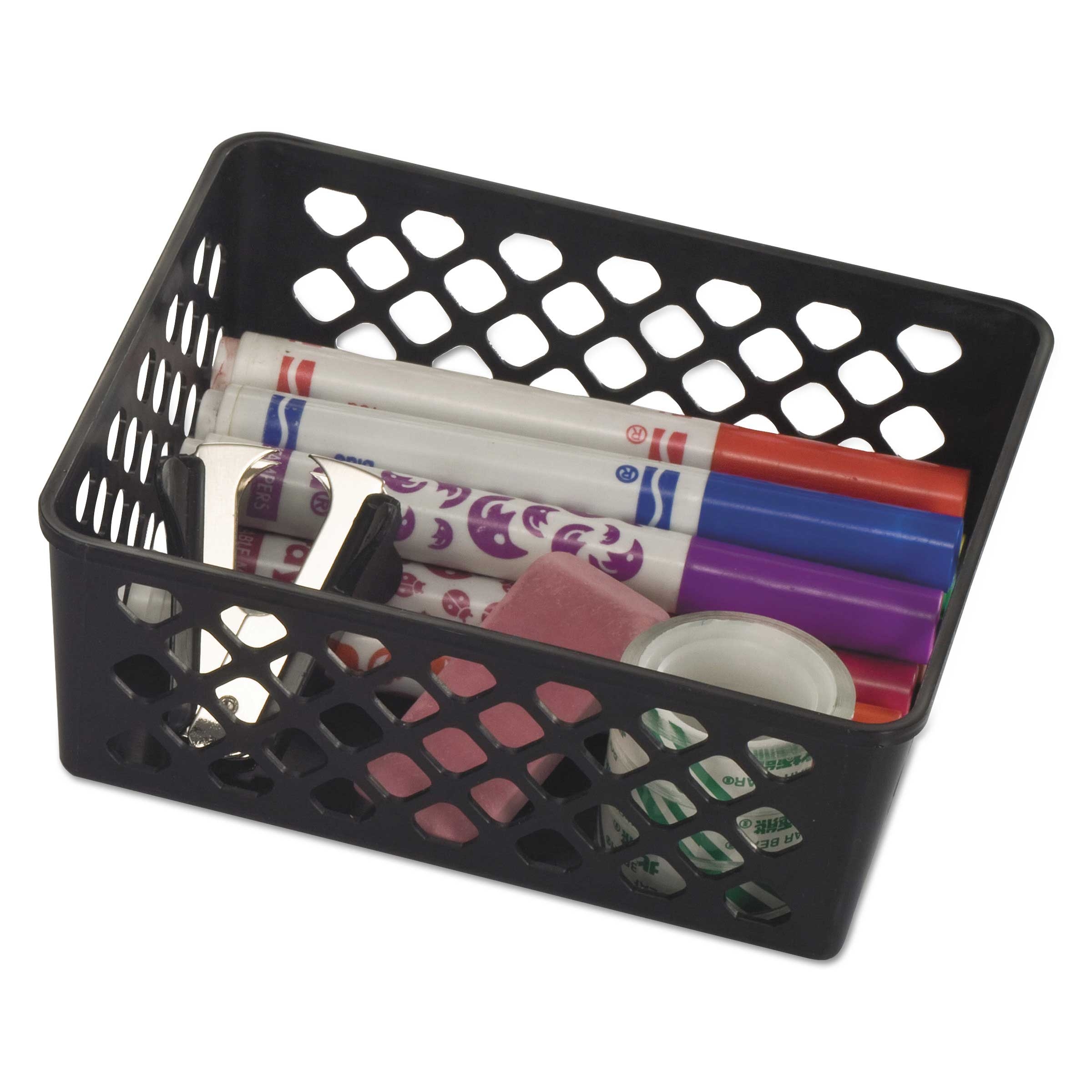 Officemate Black Plastic Recycled Supply Basket, 6.125 x 5 x 2.375 inch - 3 per pack -- 1 pack per case