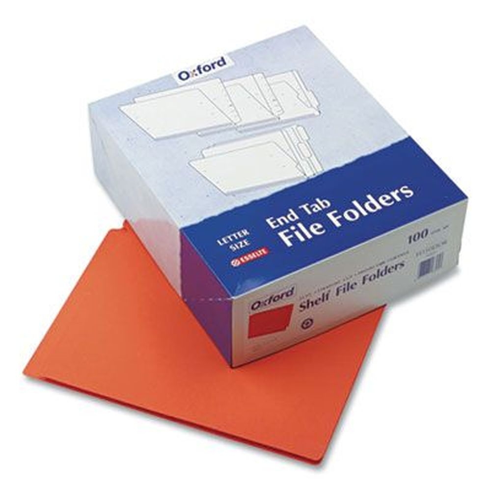 Pendaflex Orange Letter Size Colored End Tab Folders with Reinforced Double-Ply Straight Cut Tabs -- 100 per box