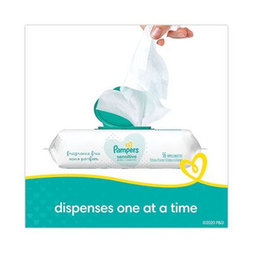 Pampers White Unscented Sensitive Baby Wipes -- 56 per pack