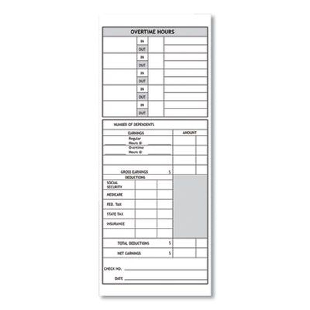 Pyramid Technologies Two Sides 1000/2000 Time Clock Card, 3.5 x 9 inch -- 100 per pack