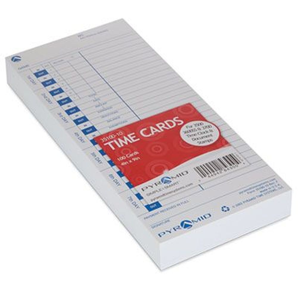 Pyramid Technologies One Sides 3000 Time Clock Card, 4 x 9 inch -- 100 per pack