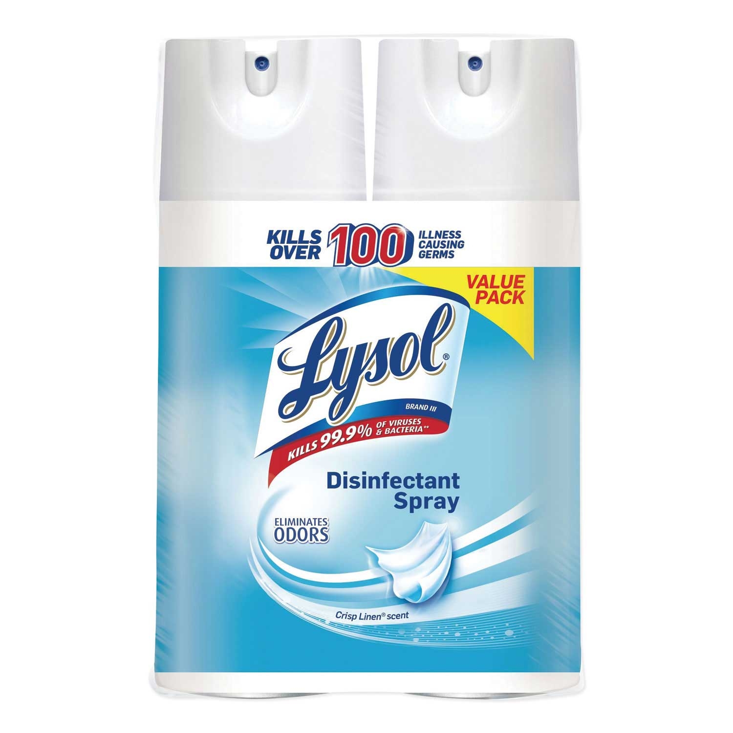Lysol Crisp Linen Disinfectant Spray, 12.5 Ounce Aerosol - 2 per pack -- 6 packs per case