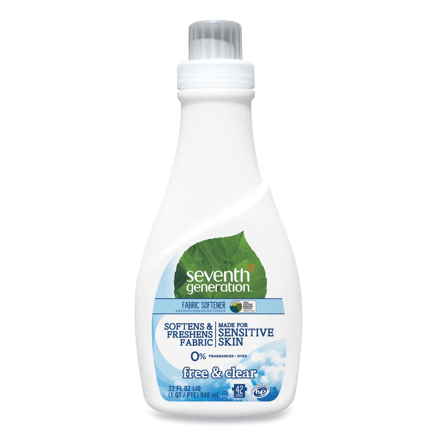 Seventh Generation Free and Clear 42 Loads Natural Liquid Fabric Softener, 32 Ounce Bottle -- 6 per case