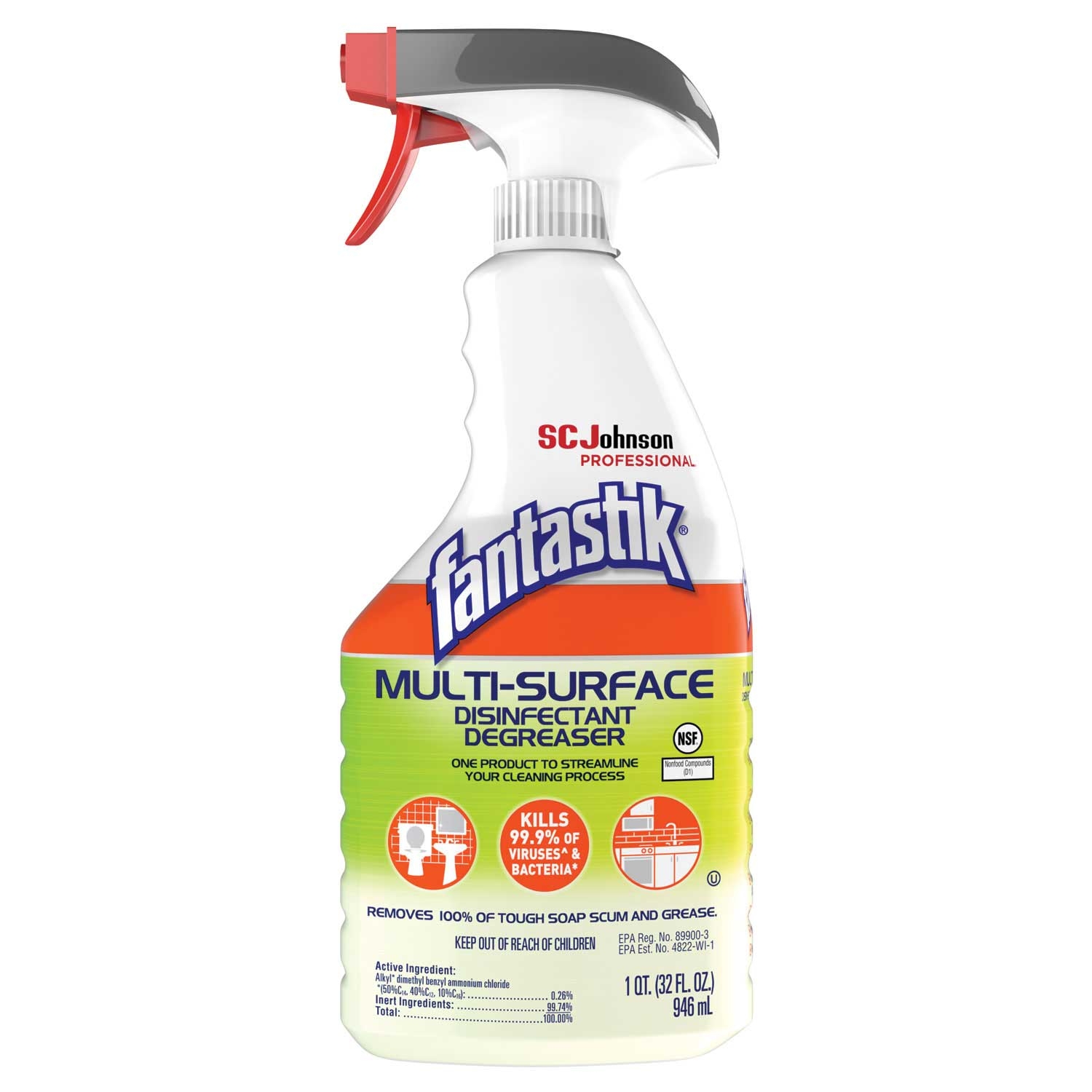 Fantastik Herbal Multi-Surface Disinfectant Degreaser, 32 Ounce Spary Bottle