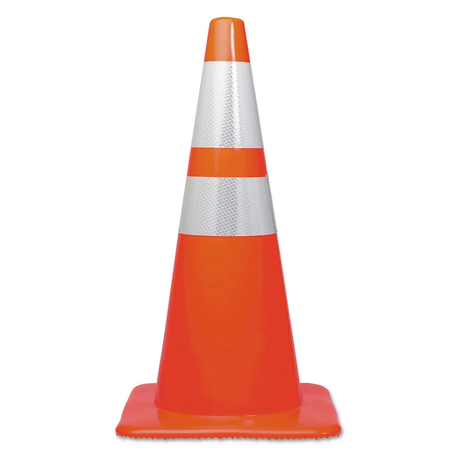 Tatco Plastic Orange/Silver Traffic Cone, 28 x 14 x 14 inch