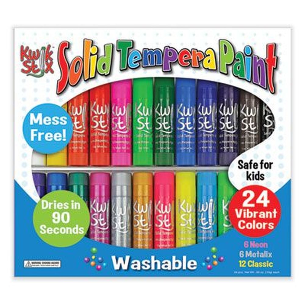 The Pencil Grip Assorted Colors Kwik Stick Tempera Paint, 3.5 inch -- 24 per Pack