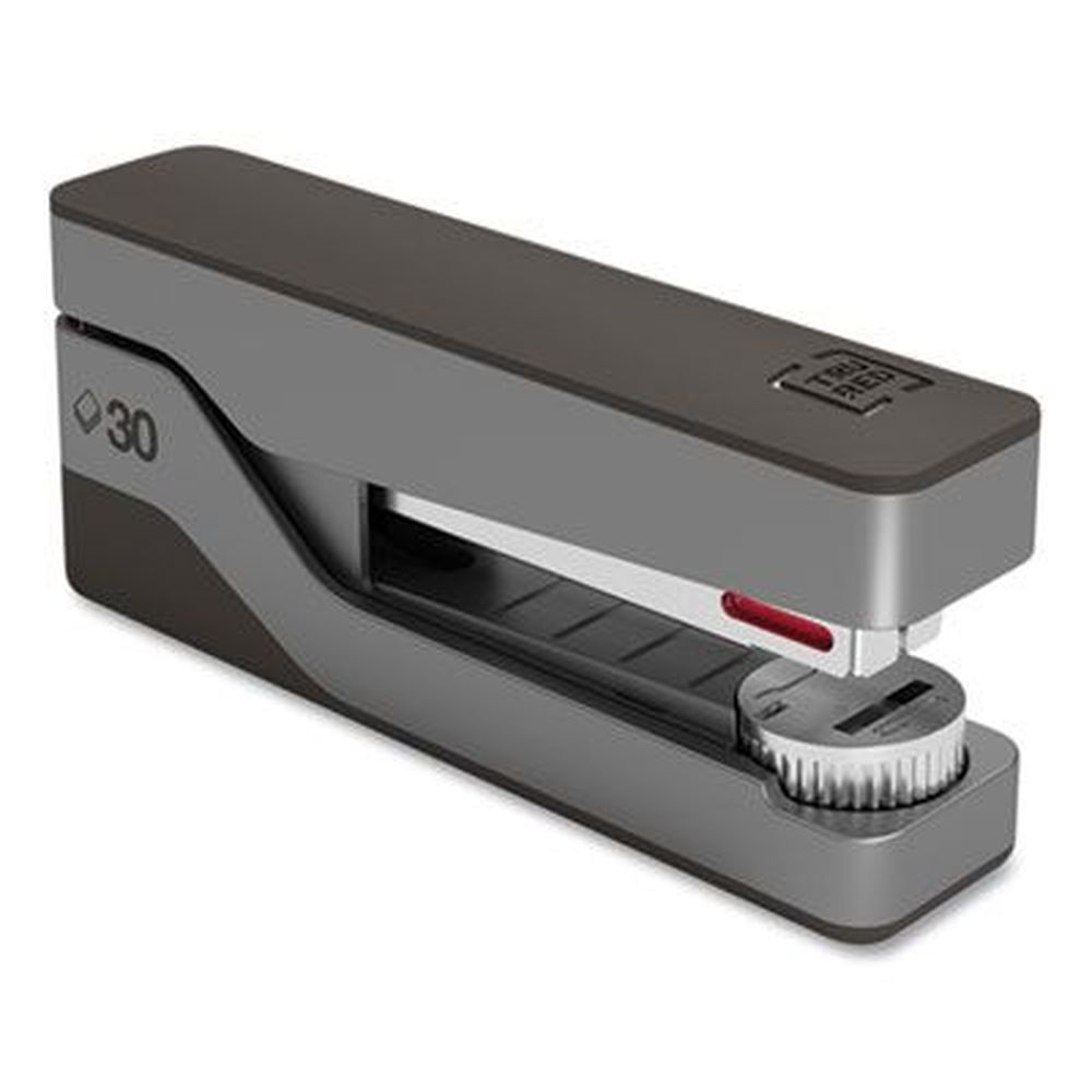 Tru Red Gray/Black Premium Desktop Half Strip Stapler, 30-Sheet Capacity
