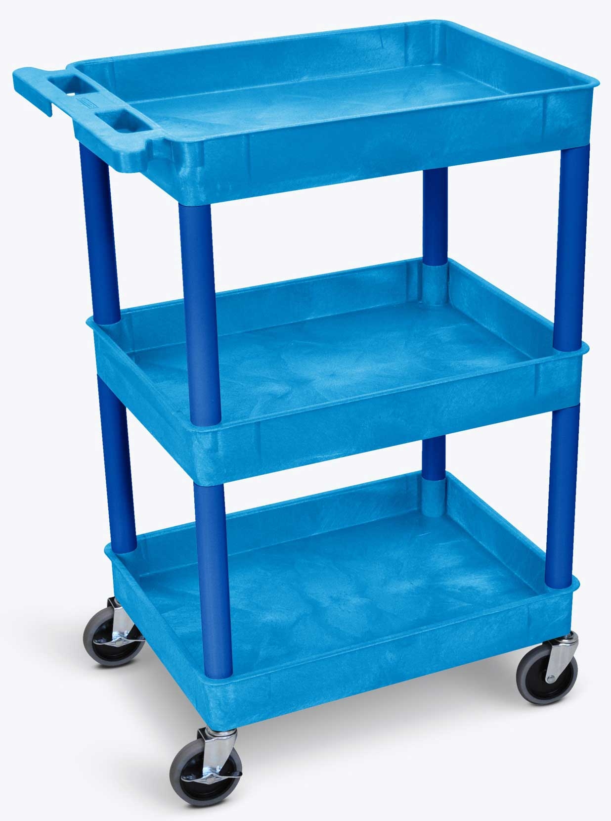 Luxor Blue Tub Cart with Three Shelves, 24 x 18 x 39.25 inch Height