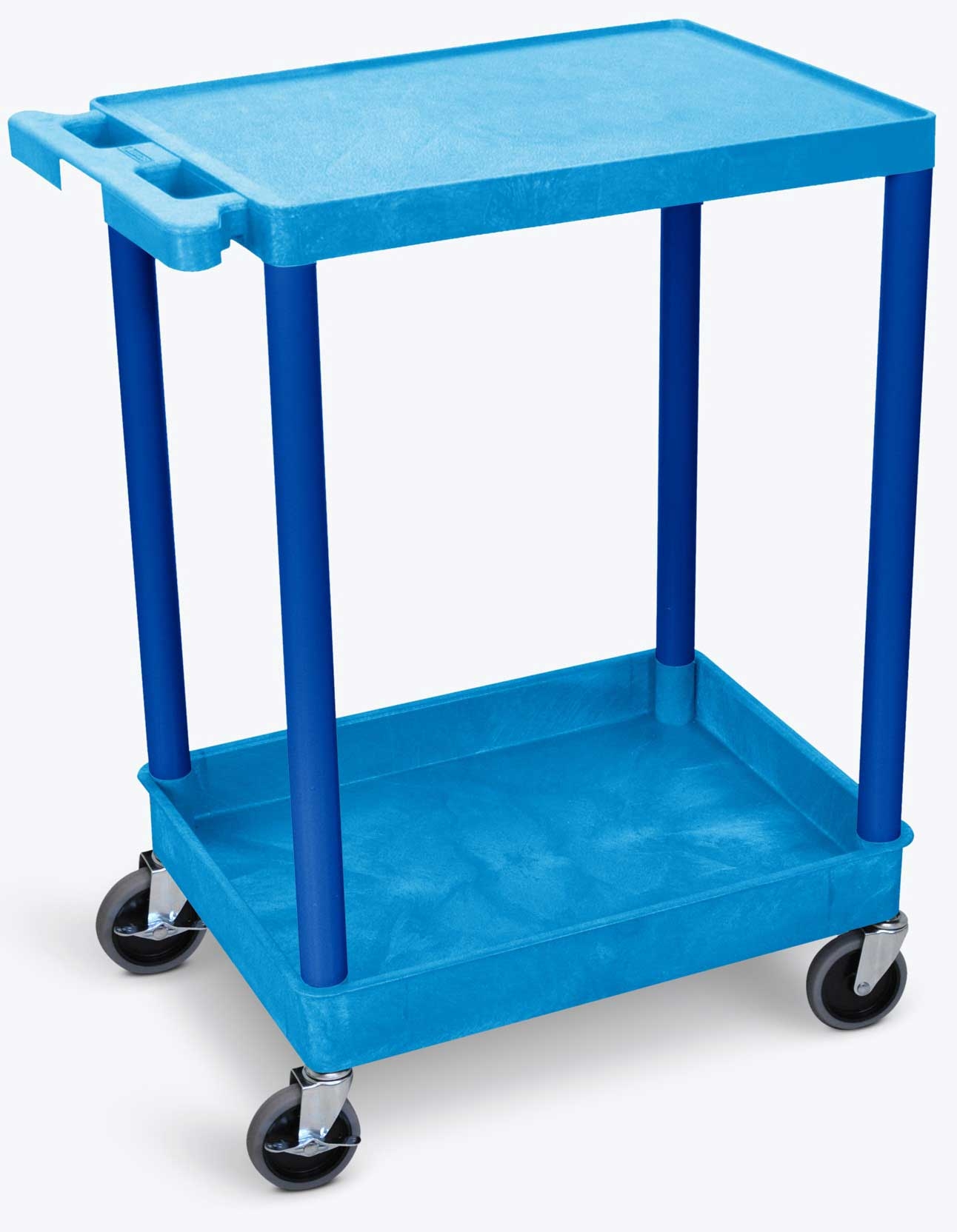 Luxor Blue Flat Top and Tub Bottom Shelf Cart, 24 x 18 x 35.5 inch Height