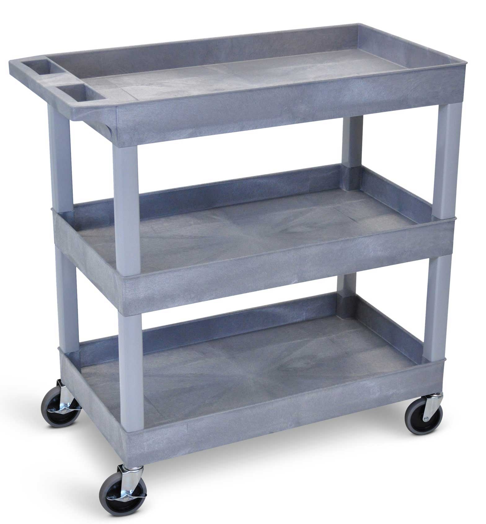 Luxor Gray Three 32 x 18 inch Tub Shelves Cart