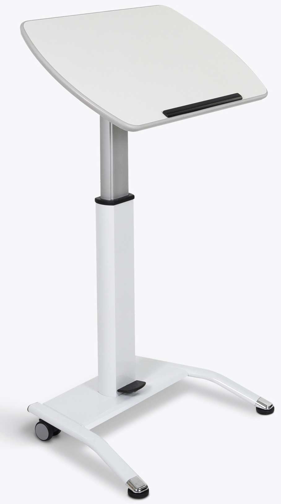 Luxor White Pneumatic Adjustable-Height Lectern / Mobile Standing Desk