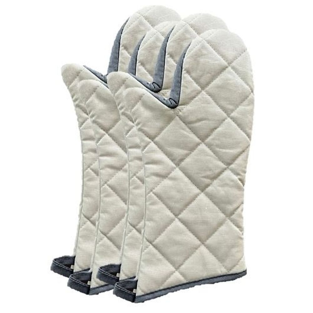 15 inch Beige with Black Trim Flame and High Heat Resistant Oven Mitt