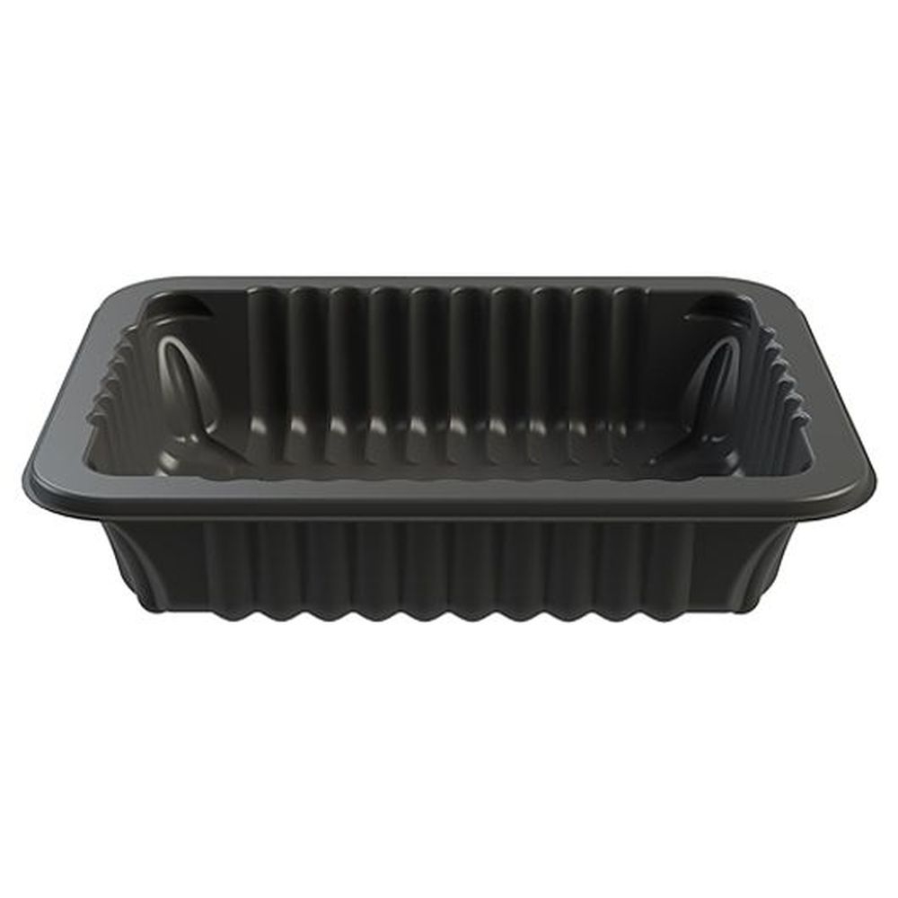 Polypropylene Black 40 Ounce Processor Tray with Wide Rim No Film