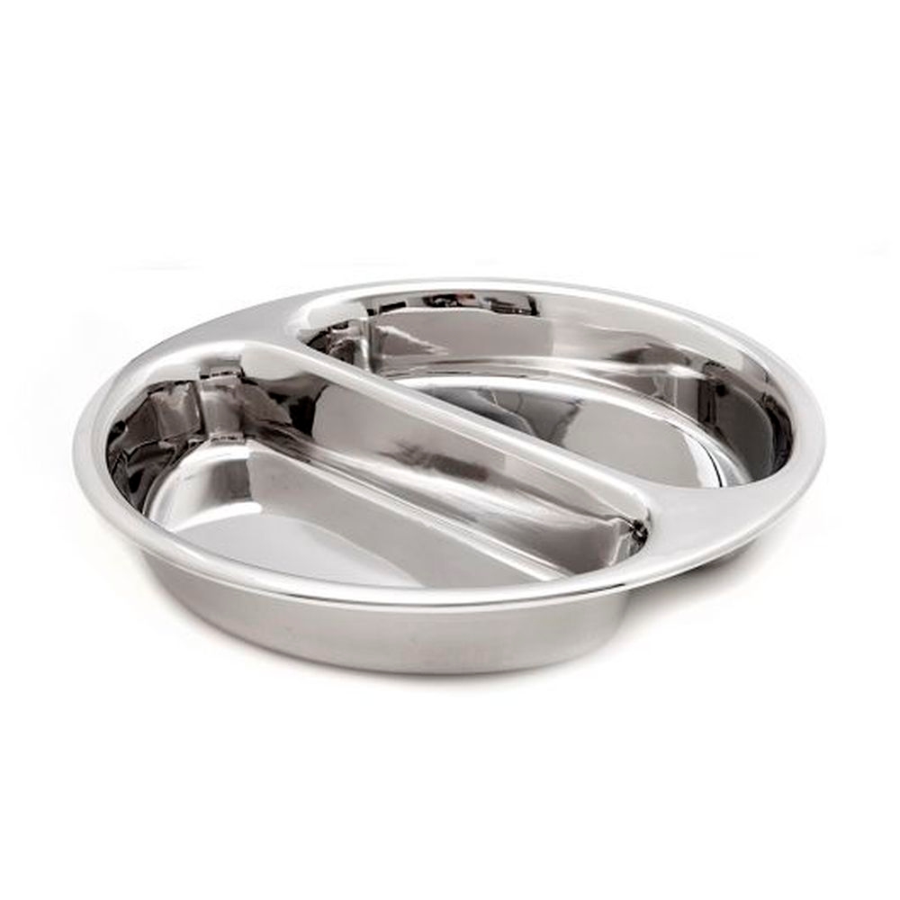 18/10 Stainless Steel Round Divided Food Pan, 7.5 Liter Capacity