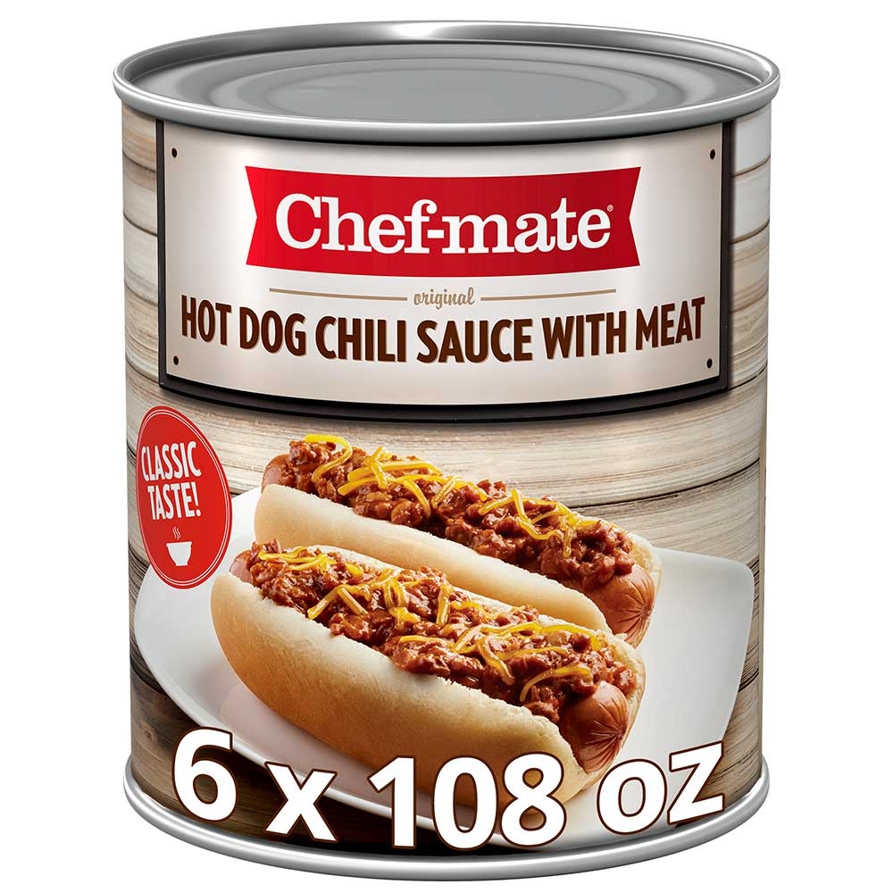 Chef-Mate Hot Dog Chili Sauce with Beef - 108 oz. can, 6 per case
